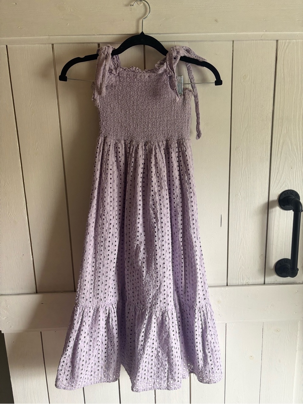Slate & Willow Lavender Eyelet Tie-Shoulder Maxi Dress